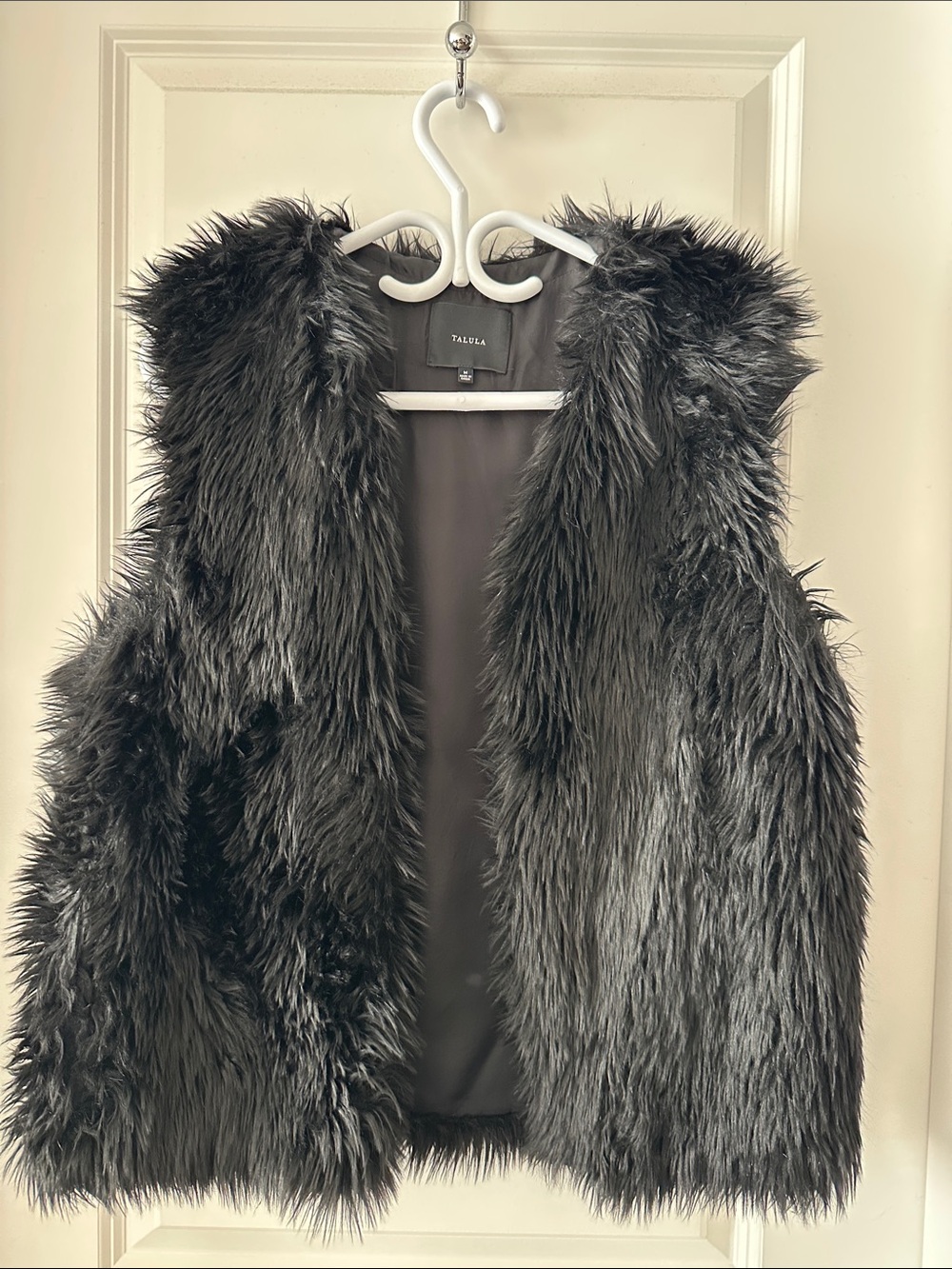 Talula Charcoal Black Faux Fur Vest